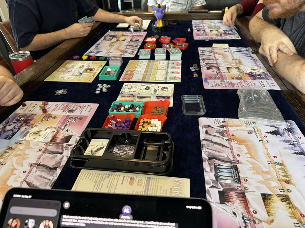 Board game night in progress with friends